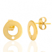 Orecchini in acciaio inossidabile 10mm con anellino oro