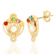 Componenti di metallo DQ perno perla conchiglia con anellino oro (privo di nichel)