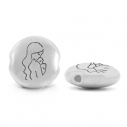 Perline di metallo DQ madre argento antico (privo di nichel)