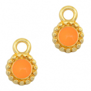 Ciondoli di metallo DQ 8mm oro-arancio neon (privo di nichel)