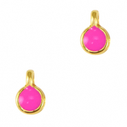 Ciondoli di metallo DQ 5mm oro-rosa fucsia neon (privo di nichel)