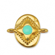 Ciondoli di metallo DQ distanziatore ovale veraman blu-oro (privo di nichel)