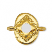 Ciondoli di metallo DQ distanziatore ovale biancastro-oro (privo di nichel)