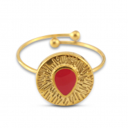 Anelli in acciaio inossidabile smalto tonda con goccia oro-rosa magenta