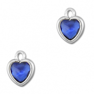 Pendenti di vetro Crystal Glass cuore blu scuro-argento