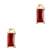Pendenti di vetro Crystal Glass rettangolo rosso-oro