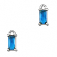 Pendenti di vetro Crystal Glass rettangolo blu-argento