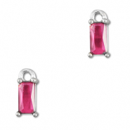 Pendenti di vetro Crystal Glass rettangolo rosa scuro-argento