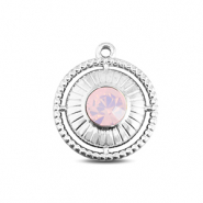 BY31&reg; Ciondoli in acciaio inossidabile tonda con anello argento-rosa opale delicata