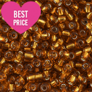 Perline di vetro rocailles 8/0 (3mm) rame marrone rivestimento argentato