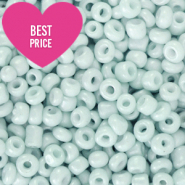 Perline di vetro rocailles 8/0 (3mm) blu nebbia chiaro