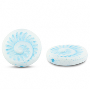 Perline Rep. Ceca fossil shell 18mm bianco-blu chiaro