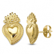 Orecchini in acciaio inossidabil cuore oro