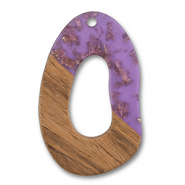 Pendenti di legno irregolare viola transparente-oro-marrone