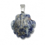 Perline in pietra naturale sodalite e microclino conchiglia blu-bianco