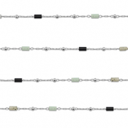 Componenti in acciaio inossidabile catena a rol&ograve; Mezcla de piedras naturales tubo argento-nero-grigio