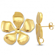 Componenti in acciaio inossidabile orecchini fiore con anellino oro