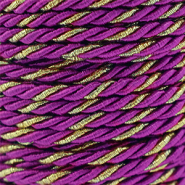 Cordoncino alla moda spirale 3mm viola magenta-oro