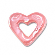 Perline di ceramica greca DQ cuore rosa malva