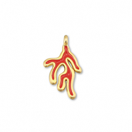 Ciondoli di metallo DQ corallo rosso-oro (privo di nichel)