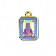 Metallo TQ in ottone ciondolo rettangolo oro-blu-rivestimento AB