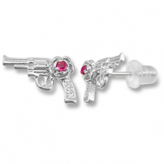 Metallo TQ in ottone orecchini revolver argento-rosa scuro