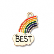 Ciondoli di metallo smalto arcobaleno "best" oro-multicolore