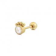 Piercing all'orecchio in acciaio inossidabile tonda con palline oro