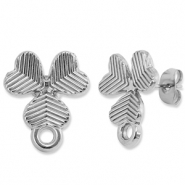 Componenti in acciaio inossidabile orecchini trifoglio con anellino argento