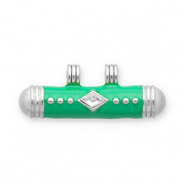 Message beads ciondoli in acciaio inossidabile argento-verde-trasparente