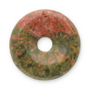 Perline in pietra naturale Agata donut 16mm rosso-verde oliva