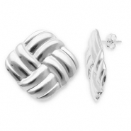 Orecchini in acciaio inossidabil quadrato argento