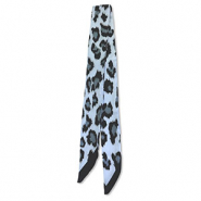 Bandana foulard con stampa leopardo blu ghiaccio-nero-grigio