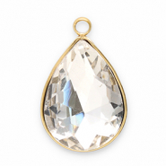 Ciondoli in acciaio inossidabile sfaccettato goccia oro-cristallo