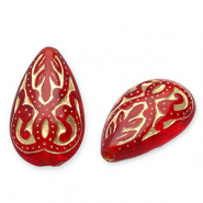 Perline in acrilico goccia rosso-oro