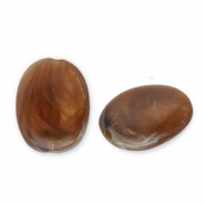 Perline in acrilico ovale marrone-bianco