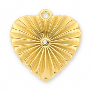 Ciondoli in acciaio inossidabile cuore con strass oro-trasparente