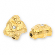 Perline in acciaio inossidabile irregolare con strass oro-trasparente