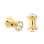 Perline in acciaio inossidabile diabolo con strass oro-trasparente