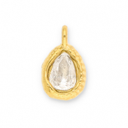 Ciondoli in acciaio inossidabile goccia con faccetta oro-trasparente