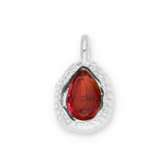 Ciondoli in acciaio inossidabile goccia con faccetta argento-rosso