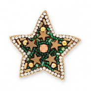 Broches stella verde-cristallo-marron