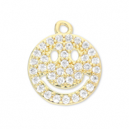 Metallo TQ in ottone ciondolo smiley oro-trasparente