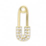 Metallo TQ in ottone ciondolo spilla di sicurezza oro-trasparente