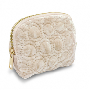 BY31&reg; Pochette velluto con dettagli circolari cuciti beige