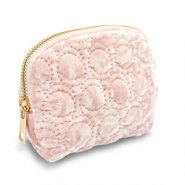 BY31&reg; Pochette velluto con dettagli circolari cuciti rosa chiaro