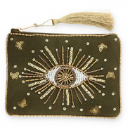 Pochette Occhio della Provvidenza verde oliva scuro-oro-bianco