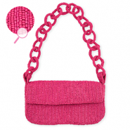 Borsa a mano con perline di vetro fucsia