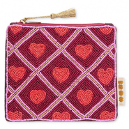 BY31® Pochette cuori rosa lilla-rosso porto-rosso corallo-oro