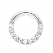 Piercing all'orecchio in acciaio inossidabile clicker anello con strass argento-cristallo